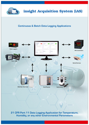 iAS, insight Acquisition System, Cloud Based Data logging Application, 21CFR Part 11 Data Loggers, 21 CFR Part 11 Data Logging Application for Temperature,Humidity, or any other Environmental Parameters, Insight Acquisition System is a Base Ready Application, Part 21 CFR Data Logging Applications